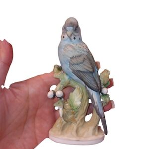 Vintagw Blue and Gray Parakeet Bird Figurine Lefton China 20th Cen.